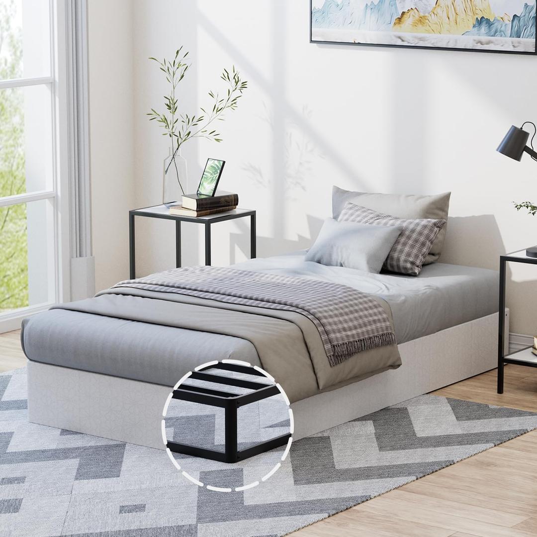 9 Inch Twin Box Spring, High Profile Twin Size Box Spring Only, Sturdy Metal Frame Mattress Foundation, Easy Assembly, Noise-Free