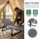 Mopaicot Folding Camping Cot for Adults, Adjustable 4-Position Reclining Chair with Mattress and Pillow, Lounge Chair Camp Cots Bed for Sleeping, Travel, Garden, Pool, or Office Nap (Gray)