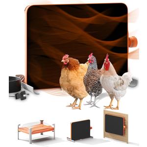 Smart Chicken Coop Heater, 200 Watts Chick Heater Built-in Adaptive Temperature Sensor, Chicken Coop Heater for Winter, Coop Heater Adaptable to Timer and Temp Controllers, UL-Compliant
(Orange)
