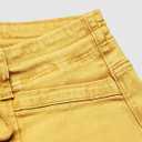 Flamingals Low Waist Shorts for Women Casual Chic Drawstring Dual Button Stitch Detail Shorts Yellow L