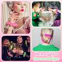 60 Pcs Christmas Witch Party Favors Bulk Pink and Green Hair Scrunchies with 12 Pcs Hair Don't Care Cards Elastic Bobbles Ropes Witch Themed Accessories Christmas Party Gifts Stocking Stuffers