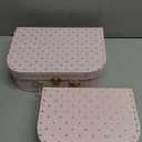 Jewelkeeper Paperboard Suitcases, Set of 2 Vintage Decorative Storage Box, Luggage Decor Storage, Vintage Decor for Birthday, Weddings, Pink Design