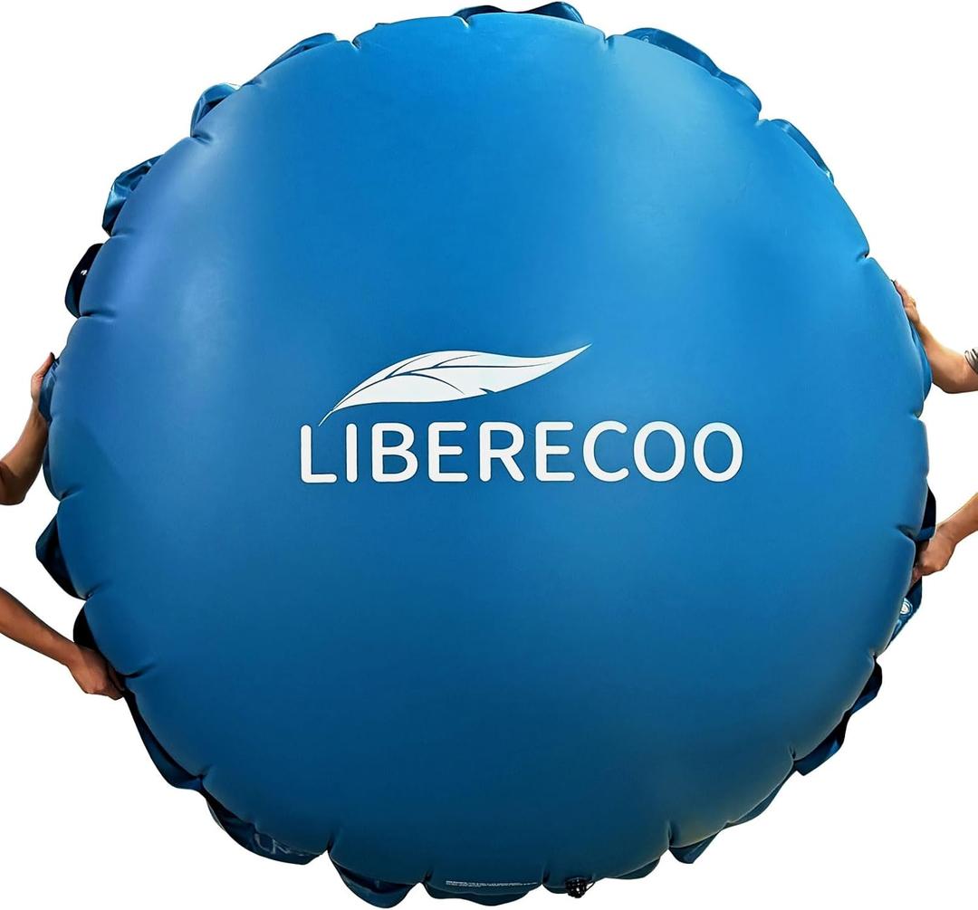 LIBERECOO 10FT Round Pool Cover Pillows for Above-Ground Swimming Pools, 0.4mm Extra Durable Long-Lasting Inflatable Winter Pool Pillows,Ropes Included