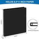0.5-inch 3-Ring Binder, 1/2 Inch Round Ring Binder with 2 Inside Pockets, 12 Pack Black Binders, Clear View Cover Binders Holds 8.5'' x 11''Paper for Office/Home/Back to School