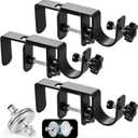 Outside Mounted Blinds Curtain Rod Bracket,Adjustable(1.2-2 Inch)Width Track,Tool-Free and Drill-Free, Ideal for Living Rooms,Bedrooms,Restaurant and Offices Curtain Rod Brackets(Black 3 Pack)