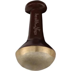 HealthAndYoga FootEase Kansa Vatki Stick - Ayurveda Bronze Foot Massager with Wooden Handle -Ancient Detox Pain Relief Rough Surface for Exfoliation -Eases Tiredness and Relaxes Feet(Stick - Flamed)