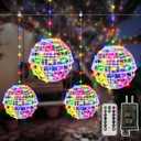 Ollny Christmas Lights Outdoor 4Pack 7.87inch, Multicolor 200 LED Ball Light with Plug in Remote, 8 Modes IP67 Waterproof Connectable Sphere Tree Lights for Indoor House Yard Garage Decorations