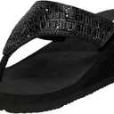 Ampeo Women's Wedge Sandals Rhinestone Thong Platform Flip Flops (6, C.black)