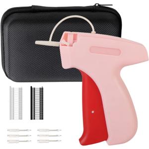 Stitch Gun for Clothes-Tagging Gun for Clothing with Case,Pink Stitchy Microstitch Gun Quick Clothing Fixer,Includes 6 Needle and 1000 Black Fasteners&1000 White Fasteners