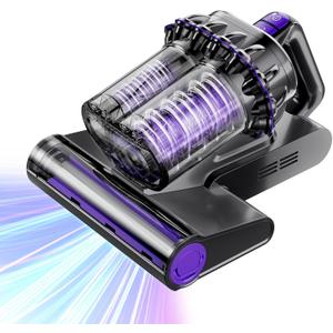 Mattress Vacuum Cleaner, 16Kpa Bed Vacuum Vleaner 253.7nm UV-C Light, 145F Heat, HEPA Filter & Ultrasonic, Versatile Handheld Vacuums for Bed, Sofa, Couch, Crib (Corded,600W) (Gray)