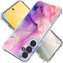 for Samsung Galaxy S26 Case Flowers and Marble [Buffertech 6.285ft Military-Grade Drop Protection] [Anti Peel Off Tech] Clear TPU Bumper 5G Phone Cover Design (Pink Gold)