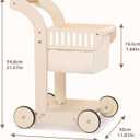 OOOK Baby Push Walker Doll Stroller, Wooden Baby Walker for Girls and Boys, Kids Shopping Cart for Toddlers, Kids Stand Learning Walker with 4 Wheels
