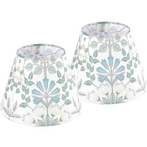 GO&SO 9" Lamp Shades Set of 2 Mini Small,Printed Floral Lampshades for Table Lamps,Wall Lamps, 5" Top 9" Bottom 6.4" High Spider Modern Art Deco Lampshade Replac (Clip Lamp Adapter Not Included)