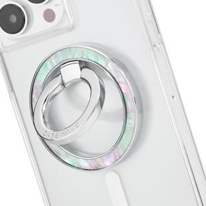 CaseMate Magnetic Phone Ring Holder & iPhone MagSafe Stand  Removable MagSafe Phone Holder for Hand  Thin Collapsible Grip Ring for iPhone 17 Pro Max/16 Pro Max/15/14/13/Pixel 10  Mother of Pearl