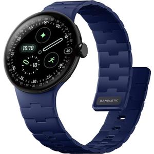 Bandletic Magnetic Silicone Bands Compatible with Google Pixel Watch 4/3/2/1 41mm for Women and Men, Rugged Soft Sport Strap Replacement Wristband (Navy Blue)