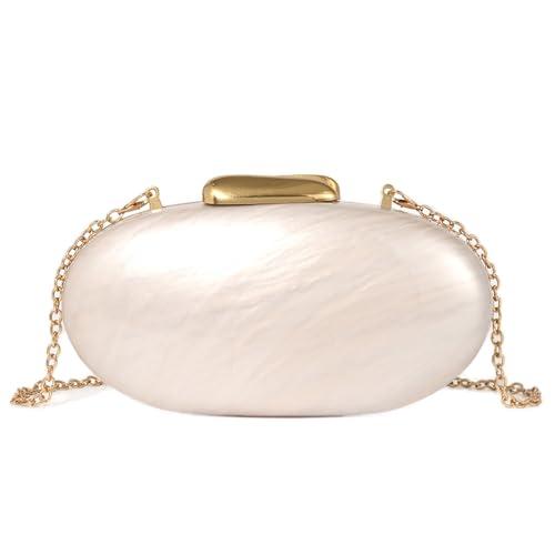 Ryxuzer Luxury Acrylic Clutch Purse for Women,Pearlescent Cream Evening Bag with Magnetic Closure, Elegant Formal Clutch for Weddings, Parties & Special Occasions Broken The lock is not working