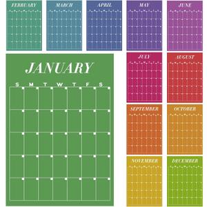 12 Pcs Colorful Undated Calendars 16'x 20' Large Erasable Wall Calendar 12 Month Dry Ease Reusable Planning Colorful Yearly Blank Planner for Office Home Educational Study Room Back to First Day