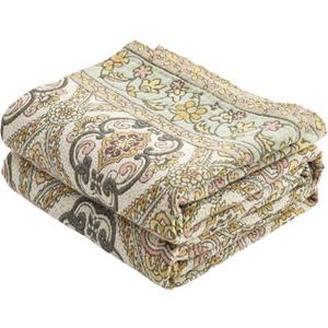 Boho Throw Blanket 80" x 90", 100% Organic Cotton Breathable Skin-Friendly Ultra Soft Bed Quilt Throw - Floral Rustic Decor Luxury Reversible Blanket for Sofa Couch Chair and Gift