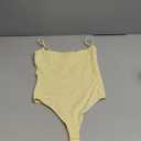 SUUKSESS Women Sexy Square Neck Thong Bodysuit Backless Cami Bodysuit Top (Small, 01 Pale Yellow)
