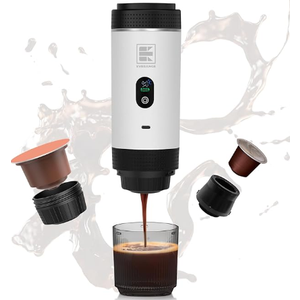 EVERANGE Portable Electric Espresso Machine, Travel Coffee Maker Brewer Compatible with Ground Coffee & NS Capsules (White with LCD Screen)
