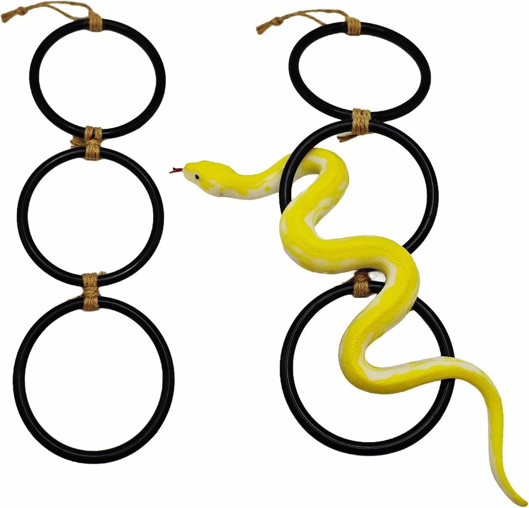 2 Pack Snake Climbing Rings for Ball Python Playground Climbing Toys for Corn Snake Enrichment Toys Snake Enrichment Climbing Rings Black