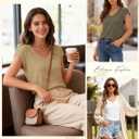 Bliwov 3 Pack Womens Cap Sleeve Tops V Neck T Shirts Summer Spring Outfits Beach Vacation Fashion Tee Blouse Workout Clothes (Medium, Khaki+grey Brown+white)