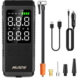 Tire Inflator Portable Air Compressor, Air Pump for Car Tires with Digital Pressure Gauge, 150PSI Rechargeable Battery, LED Light, Cordless Bike Tire Pump for Car, Motorcycle, Bicycle (BICAK)