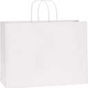 BagDream 100Pcs 16x6x12 Inches Kraft Paper Bags with Handles Bulk, Large Shopping Bags for Gifts, Grocery, Merchandise, Party Favor, Take-out, Recyclable White Paper Sacks