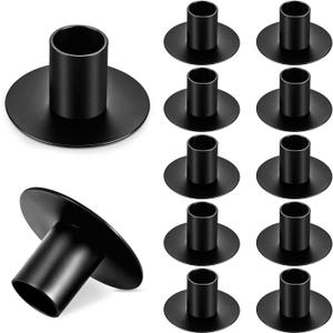 12Pack Black Taper Candle Holder Retro Mini Candle Stick Holders for Table Centerpiece Home Decor Party Wedding Anniversary