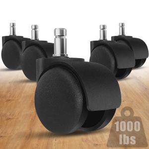Office Chair Wheels - 2 Inch Chair Caster Wheel Set of 5, Heavy Duty Chair Wheel Replacement Supports 1000 lbs, No Noise, Suitable for Hardwood Floors and Carpets (black)