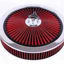 Round 14"x3" Air Cleaner Filter Assembly Kit Compatible with GMC Chevy Ford Chryler Dodge V8 Black 5-1/8" Carb Neck w/Flow-Thru Lid High Flow Chrome 4330CR