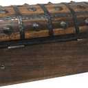 Nautical Cove Pirate Treasure Chest with Iron Lock and Skeleton Key (Medium 11x6x6.75)  Wooden Storage Chest, Pirate Decor, Decorative Wooden Box, Keepsake Box