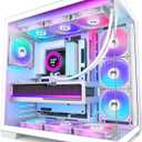 H1 HYXN ATX PC Case - Pre-Installed with 7 PWM ARGB Fans - Dual Cavity Mid-Tower PC Gaming Case - with Type-C - Can Hold up to 3X 360mm heatsinks simultaneously (White, H1)