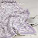 bearberry Fuzzy Leopard Knitted Throw Blanket Soft Cozy Warm Microfiber Blanket for Couch Sofa Bed Travel (Purple/Cream, 51"x70")