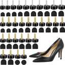 15 Pairs High Heel Replacement Tips Kit, U-Shape Metal Core Caps Cover Shoe Protectors with Dowels, Black Heel Repair Kit for Women's Shoes, Anti-Slip Wear-Resistant Sole Cover (Black, 15 Sizes)