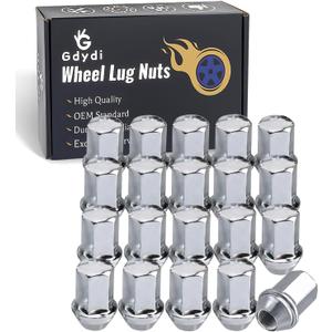 Set of 20 M14x1.5 Lug Nuts Compatible with 2018-2022 Wrangler Gladiator 2011-2022 Cherokee Grand 2012-2022 Ram 1500 One-Piece Chrome OEM Wheel Lug Nuts