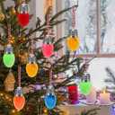 36 Pcs Velvet Christmas Lights Bulbs Ornaments 1.57 Inch Christmas Bulbs Hanging Ornaments for Xmas Tree Outdoor Yard Indoor Holiday Party Decoration