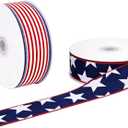 Songye 2 Rolls 20 Yards Patriotic Wired Ribbon, 2.5" Red White Blue Star & Stripe USA Ribbon for 4th of July Independence Day, Memorial Day, Veterans Day Wreath DIY Crafts Holiday Decor