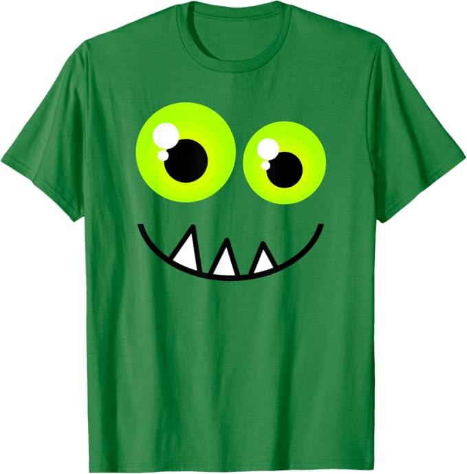 Cute One Eyed Monster Face Green Eyes Halloween Costume T-Shirt S