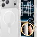 For iPhone 17 Pro Case for Women Girls,Compatible with MagSafe,Camera Control,Full Camera Protection, Cute Wave Magnetic Phone Case for iPhone 17 Pro,Frosted Clear