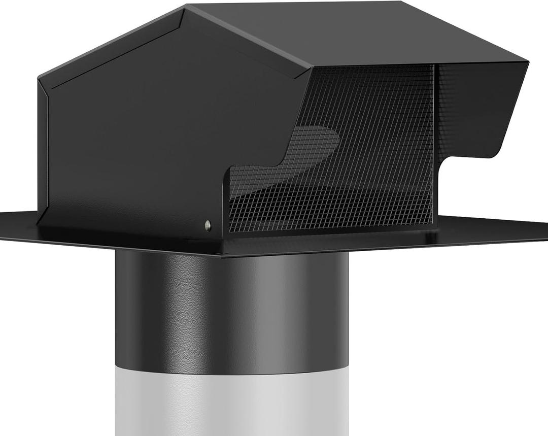 Removable Roof Vents 8 Inch, Hon&Guan Roof Vent Cap Galvanized Steel Bathroom 8 Roof Exhaust Vent for Ventilation System-with Damper, Black.