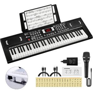 Kids Keyboard Piano, 61 Key Electronic Piano (Black)