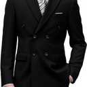 Men's Double Breasted Blazer Slim Fit Formal Sport Coat Jacket for Business Wedding (Black, M)