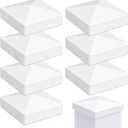 RECTOO 4x4 Vinyl Post Caps White (Actual 4.00" Internal Size - NOT for Wood Posts), Pyramid Top Toppers for Fences, Decks & Mailboxes, Weatherproof PVC Post Protector (8 Pack)
