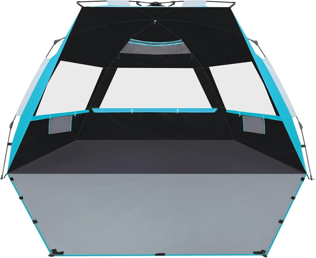 SEBOR Beach Tent, Deluxe XL Pop-up Beach Tent for 4-6 Person, UPF 50+ with Dark Shelter Technology, Easy Set Up and Portable Beach Tent Sun Shelter (Sky Blue)