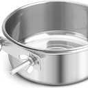 Bird Cage Feeder, Bird Feeder for Cage, 40oz Stainless Steel Food Water Bowl with Clamp, Clip-On Cage Coop Cup for Parrot Hamster Rabbit Rat Small Animals