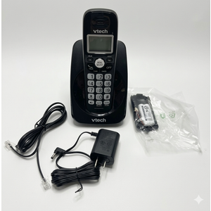 VTech Cordless Phone with DECT 6.0, FullDuplex Speakerphone, Lighted Display, Backlit Keypad, Caller ID/Call Waiting, Volume Control, Hearing Aid Compatible, Wall Mount | VG13111 (Black)