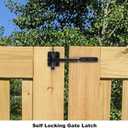 RHBLME 2 Pack Gate Latch for Wooden Fence, Gravity Self Locking Black Door Lock Heavy Duty Wood Metal Door Hardware Kit Stainless Steel Latches Automatic Closing for Outdoor Garden Yard Pool