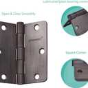 24 Pack Door Hinges, 3.5 x 3.5 Inch Oil Rubbed Bronze Hinges for Wood 1/4'' Radius Corners Interior Hinges, 3 1/2 Inch Door Hinges for Residential Doors