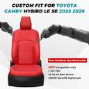 for Toyota Camry Seat Covers - Custom Fit Car Seat Covers Full Set, Waterproof Breathable Leather Seat Covers for Cars (Red, 2025-2026 Camry LE SE)